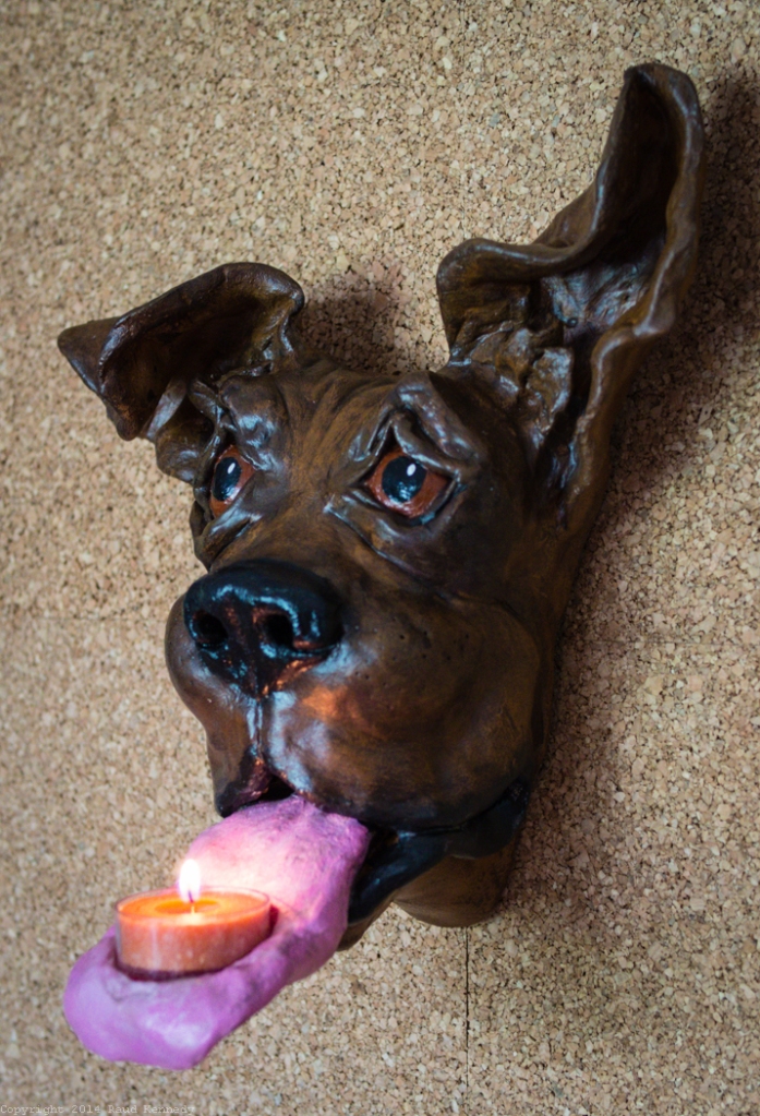 ceramic dog sculpture - candle sconce 3